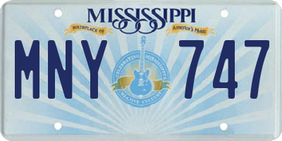 MS license plate MNY747