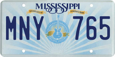 MS license plate MNY765