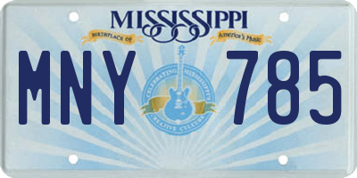 MS license plate MNY785
