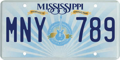 MS license plate MNY789