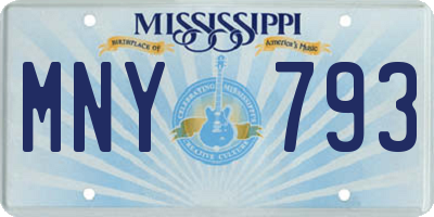 MS license plate MNY793