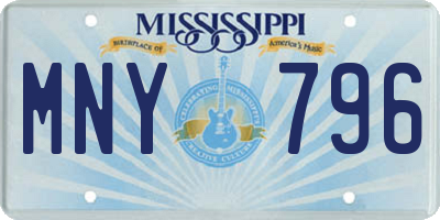 MS license plate MNY796