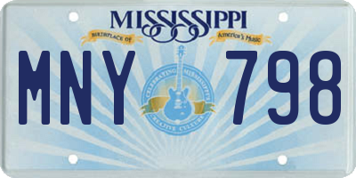 MS license plate MNY798