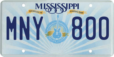 MS license plate MNY800
