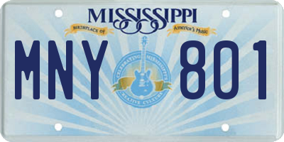 MS license plate MNY801