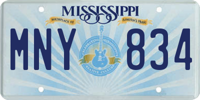MS license plate MNY834