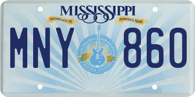 MS license plate MNY860