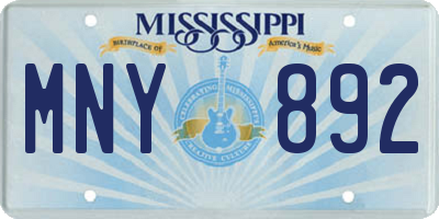 MS license plate MNY892