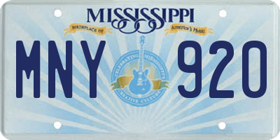 MS license plate MNY920