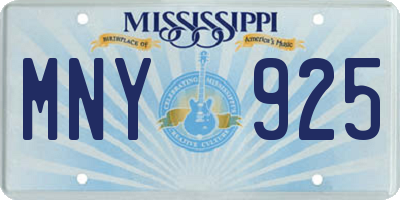 MS license plate MNY925