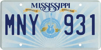 MS license plate MNY931