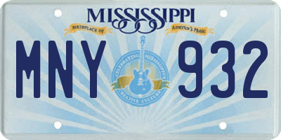 MS license plate MNY932