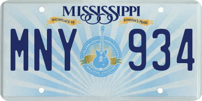 MS license plate MNY934