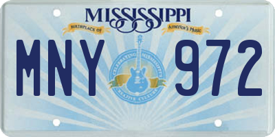 MS license plate MNY972