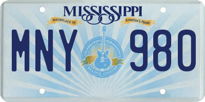 MS license plate MNY980