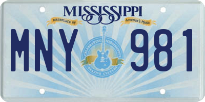 MS license plate MNY981