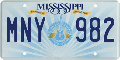 MS license plate MNY982