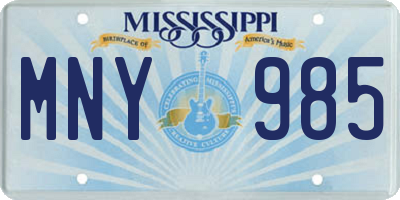 MS license plate MNY985