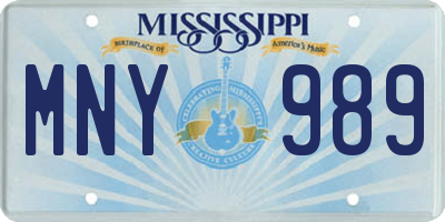 MS license plate MNY989