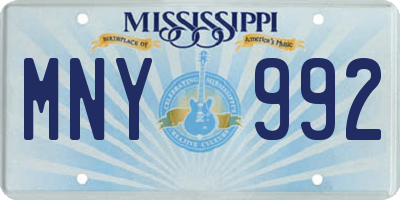 MS license plate MNY992