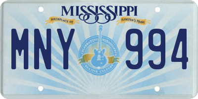 MS license plate MNY994