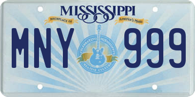 MS license plate MNY999