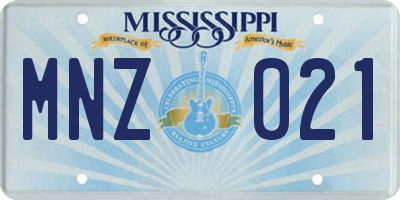 MS license plate MNZ021