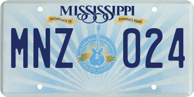 MS license plate MNZ024