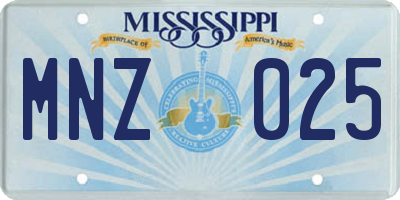 MS license plate MNZ025
