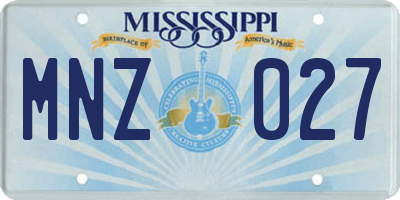 MS license plate MNZ027