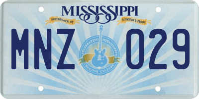 MS license plate MNZ029