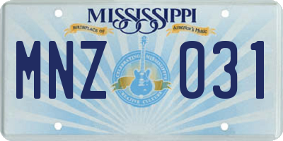 MS license plate MNZ031
