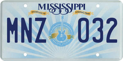 MS license plate MNZ032