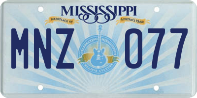 MS license plate MNZ077