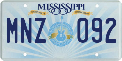 MS license plate MNZ092
