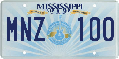 MS license plate MNZ100