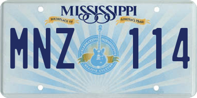 MS license plate MNZ114