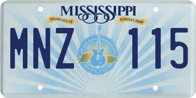 MS license plate MNZ115