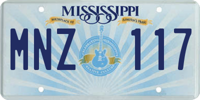 MS license plate MNZ117