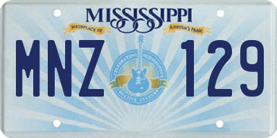 MS license plate MNZ129