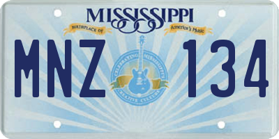 MS license plate MNZ134