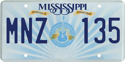 MS license plate MNZ135