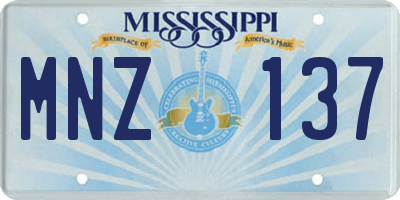 MS license plate MNZ137