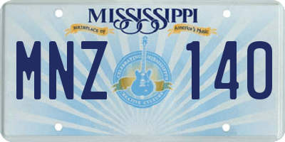 MS license plate MNZ140