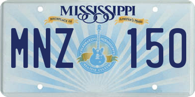 MS license plate MNZ150