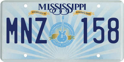 MS license plate MNZ158