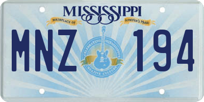 MS license plate MNZ194