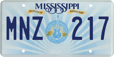 MS license plate MNZ217