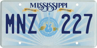MS license plate MNZ227