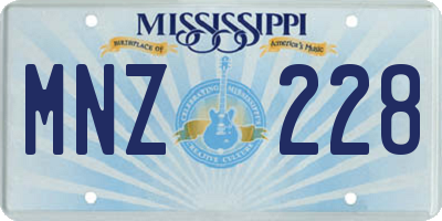 MS license plate MNZ228